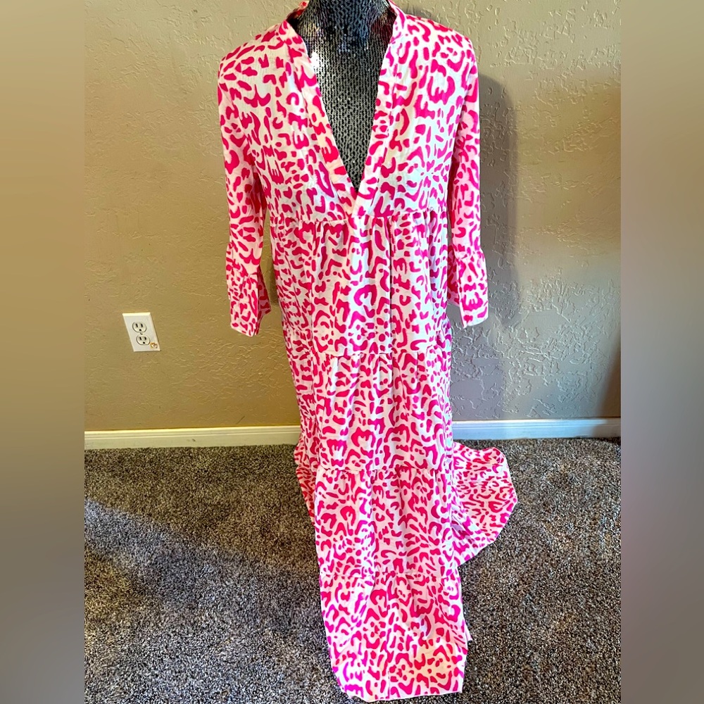 Pink and white leopard dress